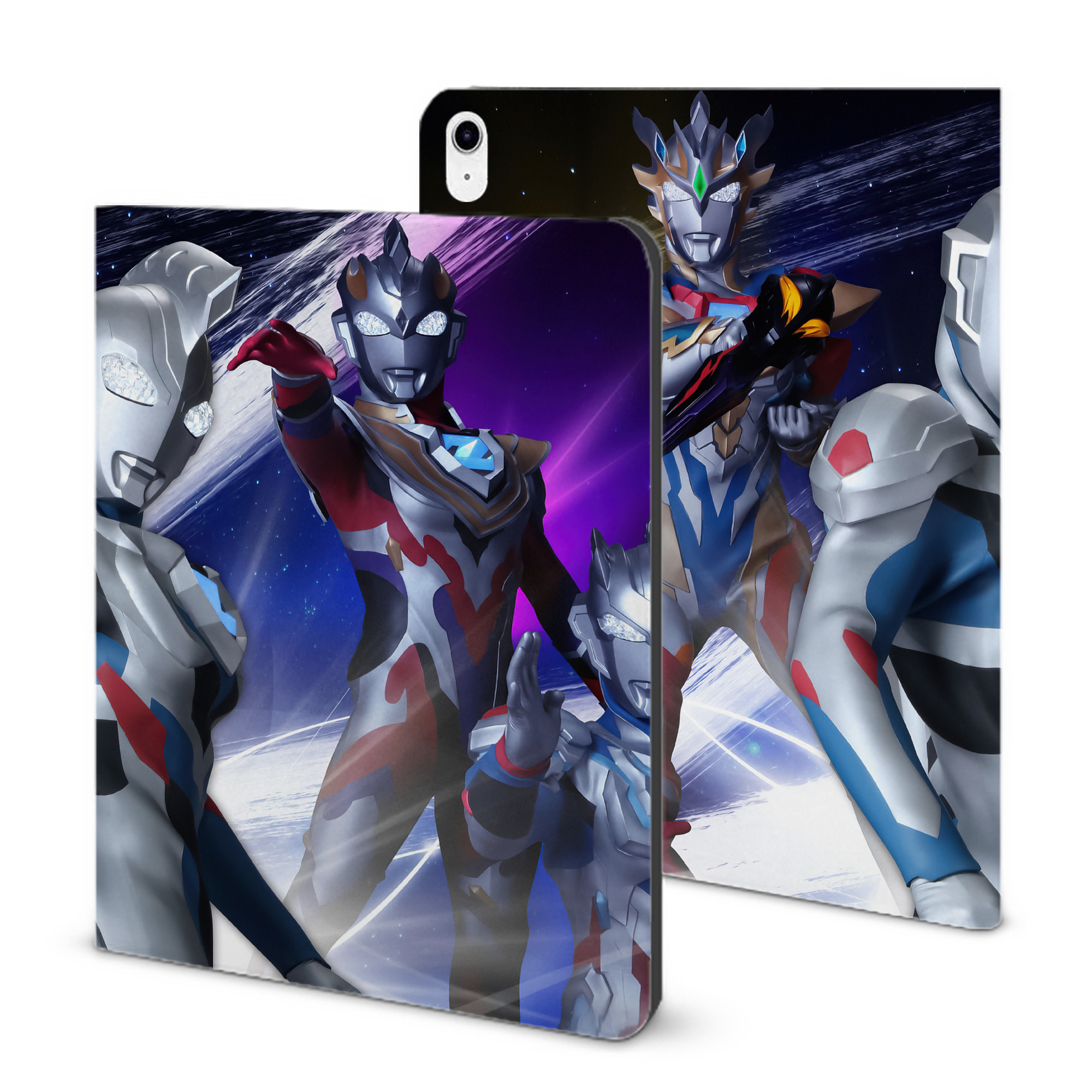 （画像用） ウルトラマン Ultraman IPad ケース ブック型 PUレザー TPU 耐衝撃 軽量 薄型 ペン収納なし 全面保護 IPad 各モデル対応